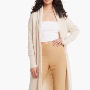 Open Edit Light Beige Longline Shawl Collar Cardigan (Size XS)